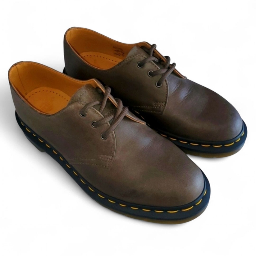 NEW DR. MARTENS 1461 Carrara In Olive Leather Oxford‎ Unisex Women's 7 / Men's 6
